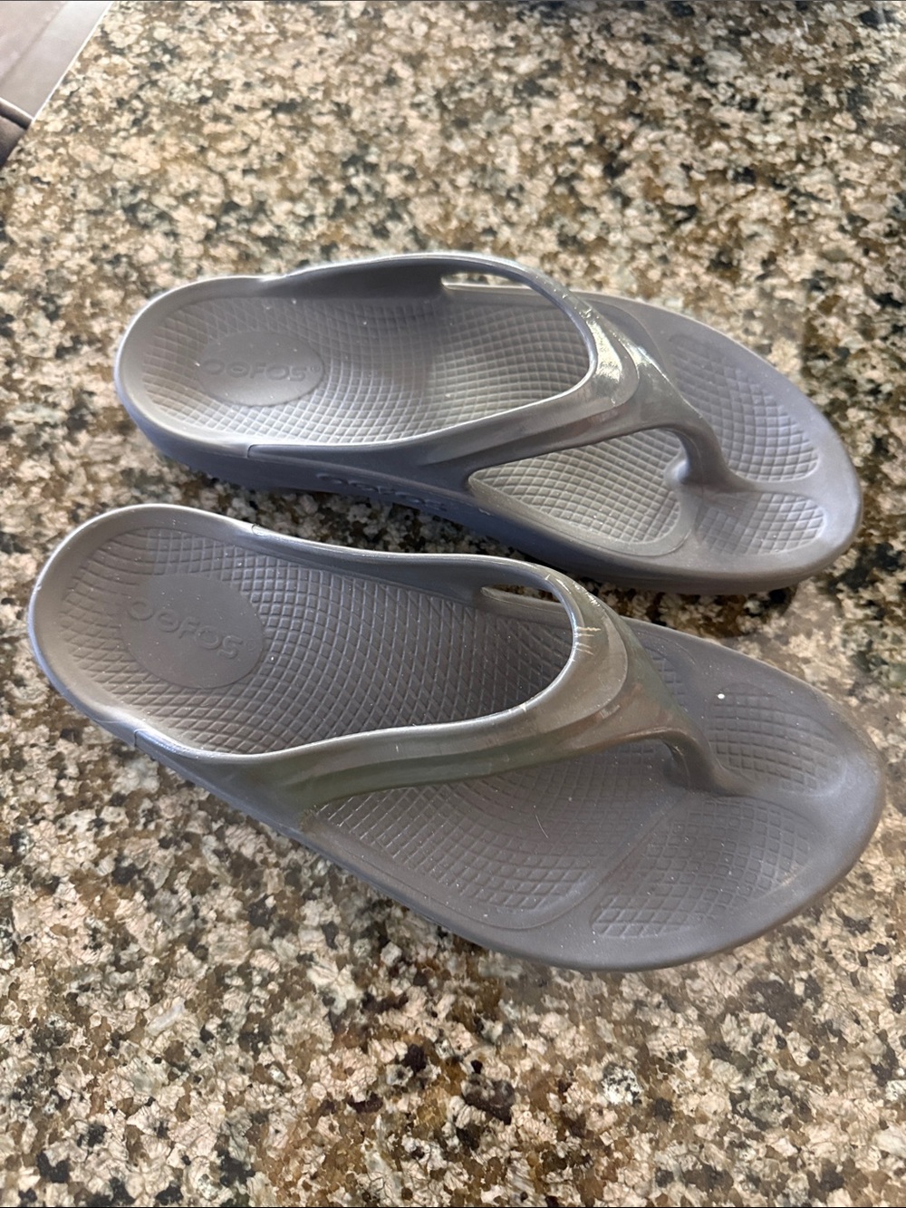 OOFOS Gray Molded Foam Thong Sandals